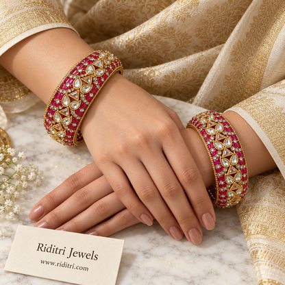 Manik Kundan Bangles – Ruby (Set of 2)