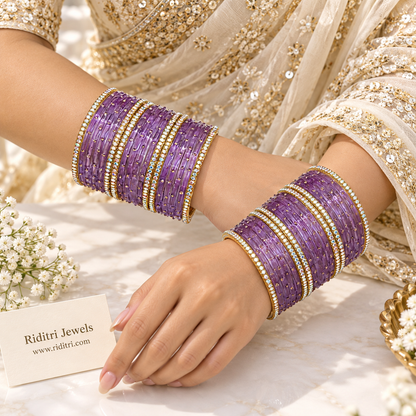 Jamuni Purple Glass Bangles Set – 3 Dozen