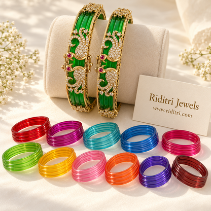 Rangoli Peacock Color-Changing Kada – 12 Colors