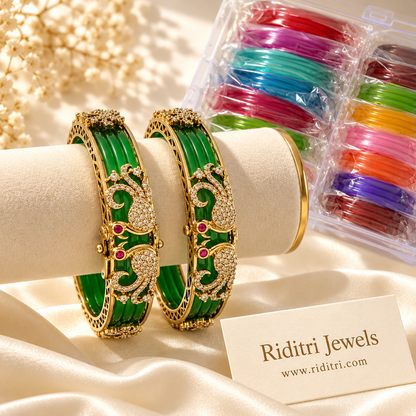 Rangoli Peacock Color-Changing Kada – 12 Colors