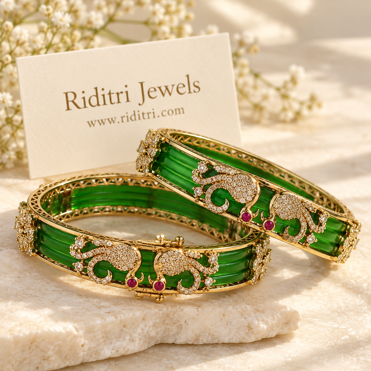 Rangoli Peacock Color-Changing Kada – 12 Colors