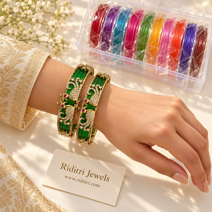 Rangoli Peacock Color-Changing Kada – 12 Colors