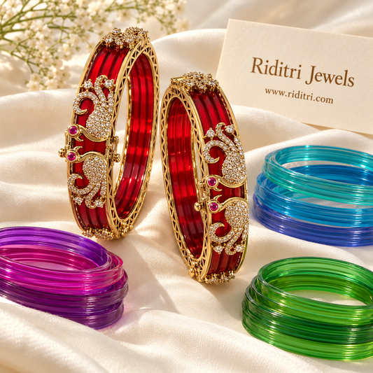 Rangoli Peacock Color-Changing Kada – 12 Colors