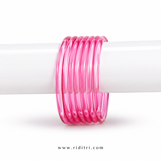 Viral Jelly Glass Bangles-Pink