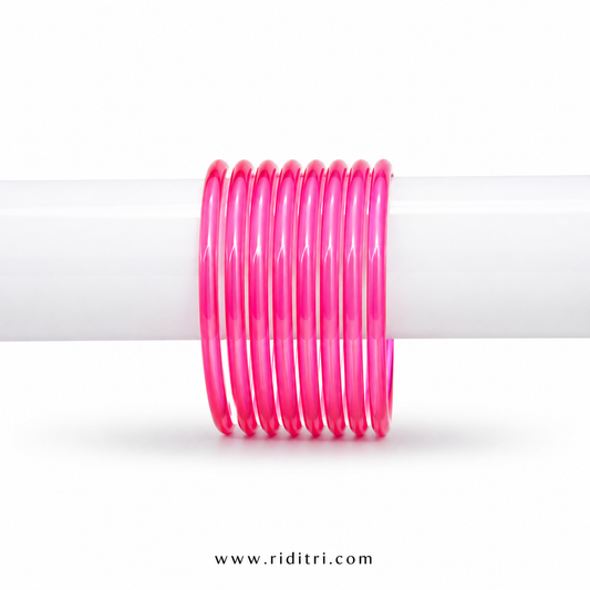 Viral Jelly Glass Bangles-Bright Pink