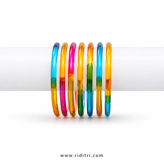 Viral Jelly Glass Bangles-Dark Multicolor