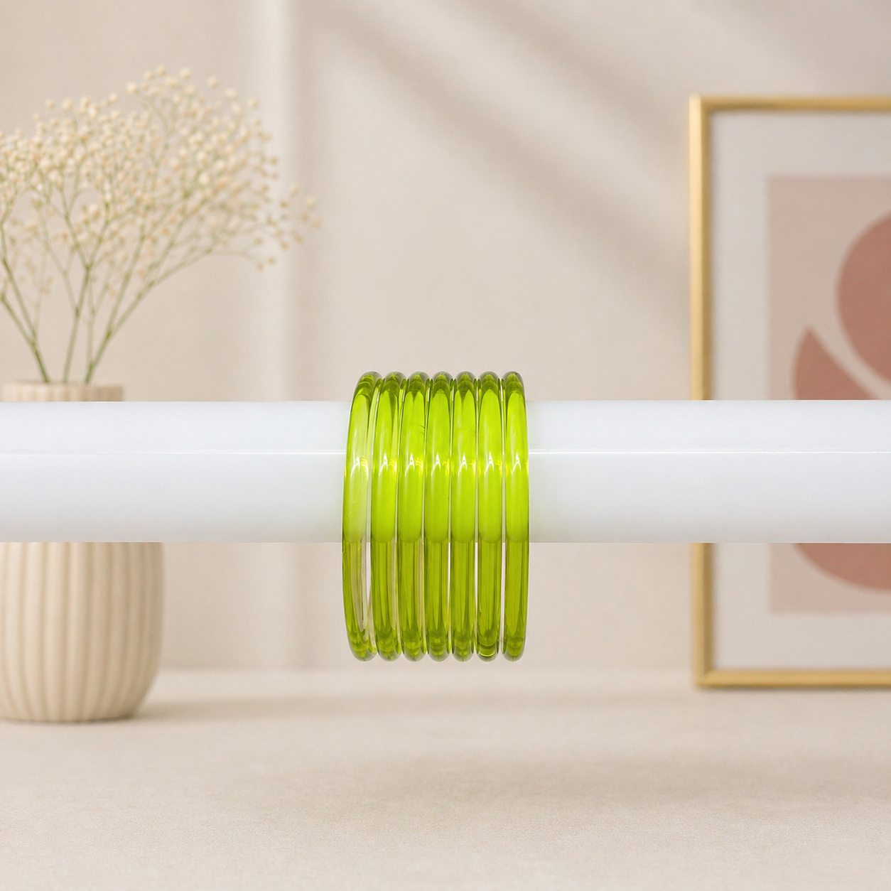 Viral Jelly Glass Bangles-Neon Green