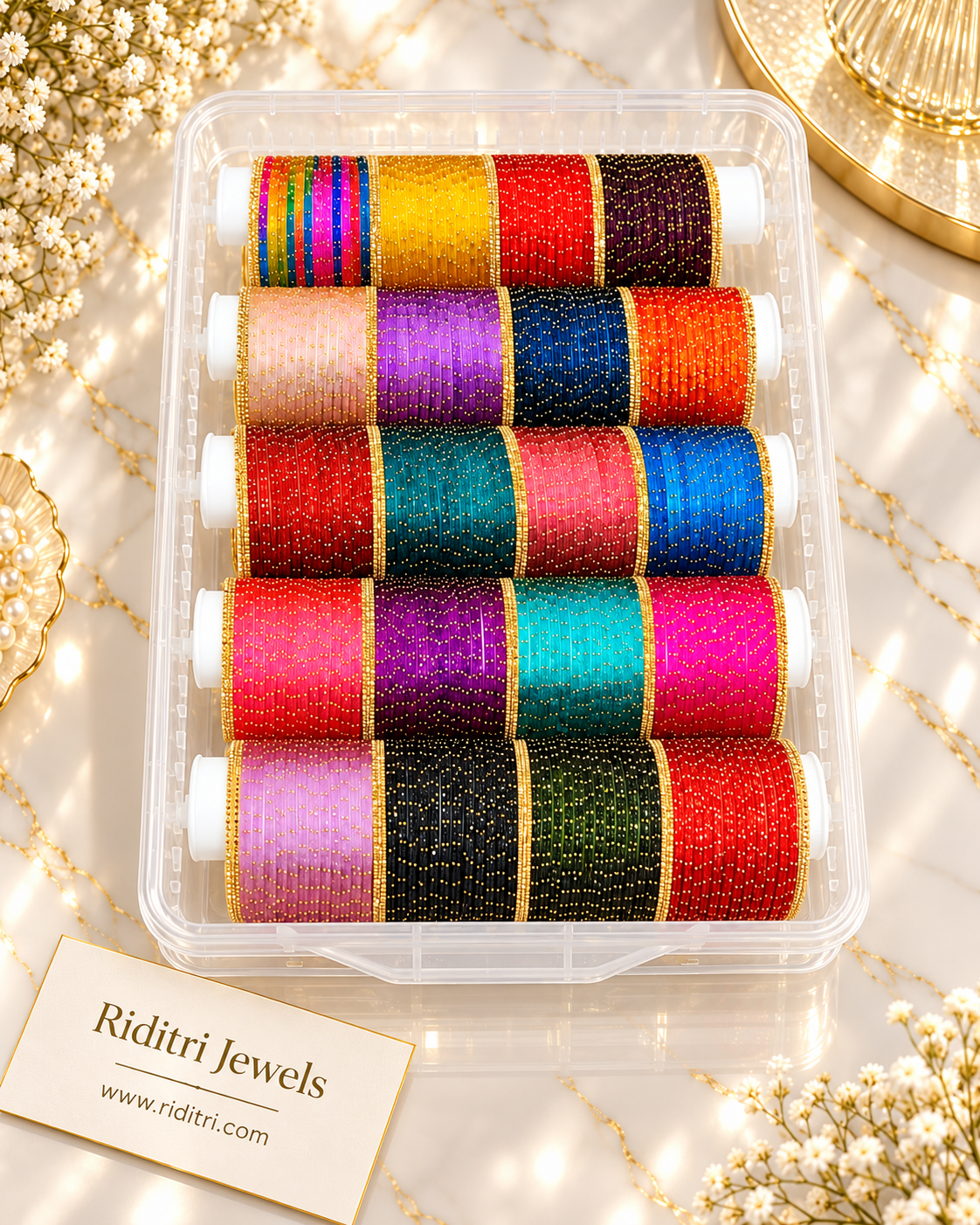 Rangmahal Raindrop Glass Bangles Combo Box – 20 Colors