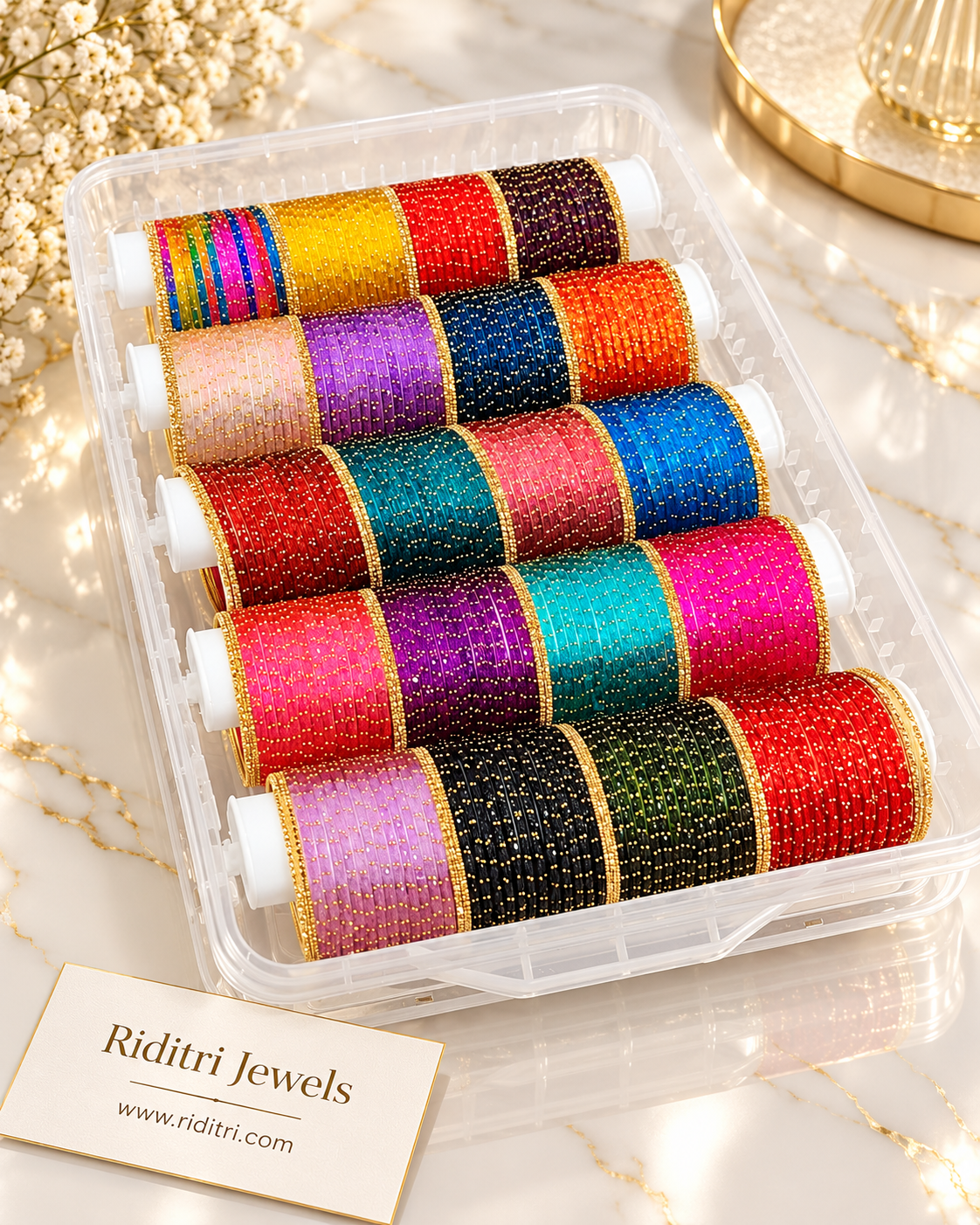 Rangmahal Raindrop Glass Bangles Combo Box – 20 Colors