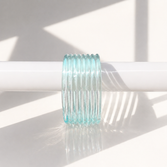 Viral Jelly Glass Bangles-Transparent Blue