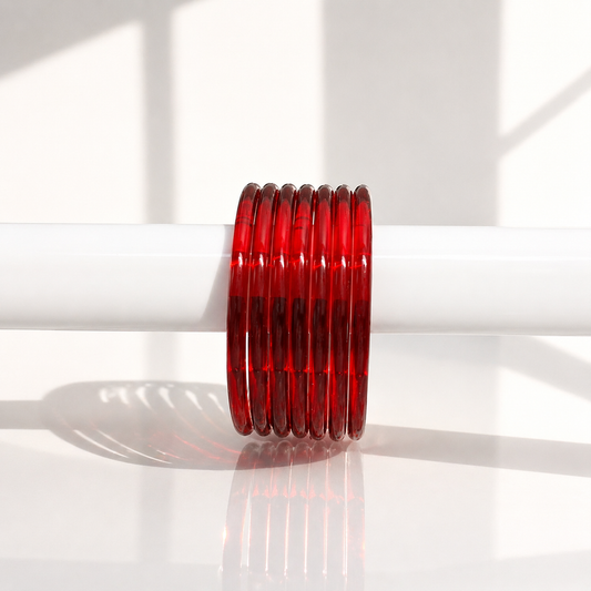 Viral Jelly Glass Bangles-Red