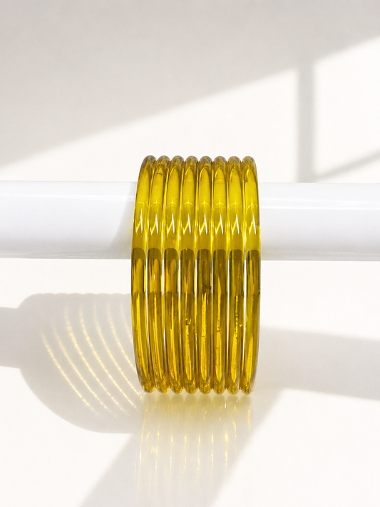 Viral Jelly Glass Bangles-Olive Green