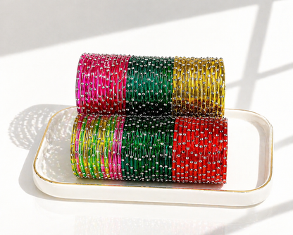 Glass Zircon Bangle Set-6 dozen RDT4501