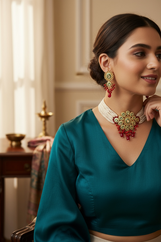 Flourish Kundan Red Choker Necklace