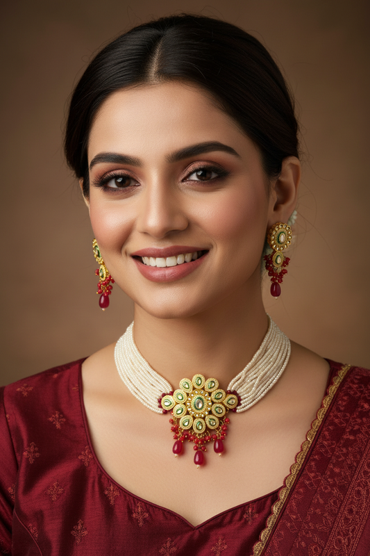 Flourish Kundan Red Choker Necklace