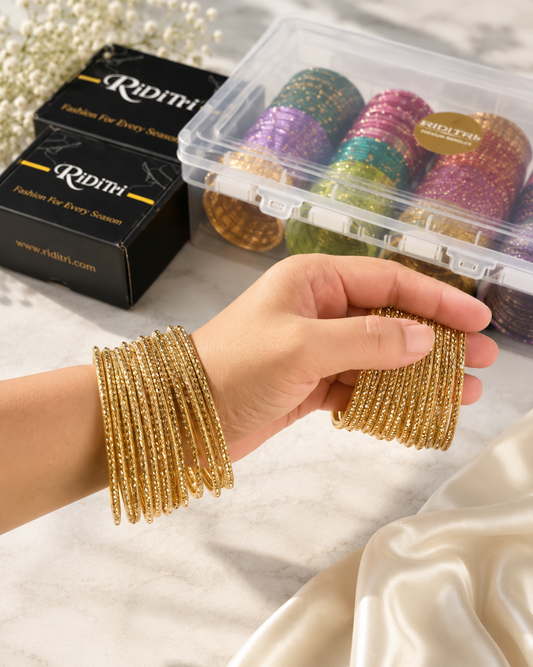 Golden Stone Glass Bangles