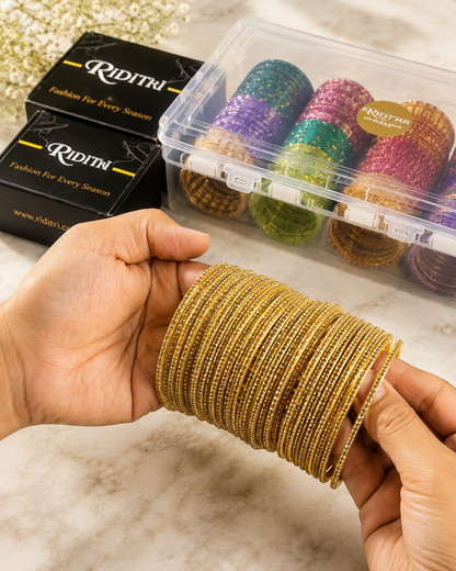 Golden Stone Glass Bangles