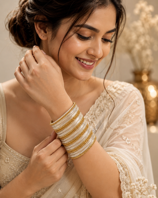 Viral Water Jelly with Golden Glass Bangles