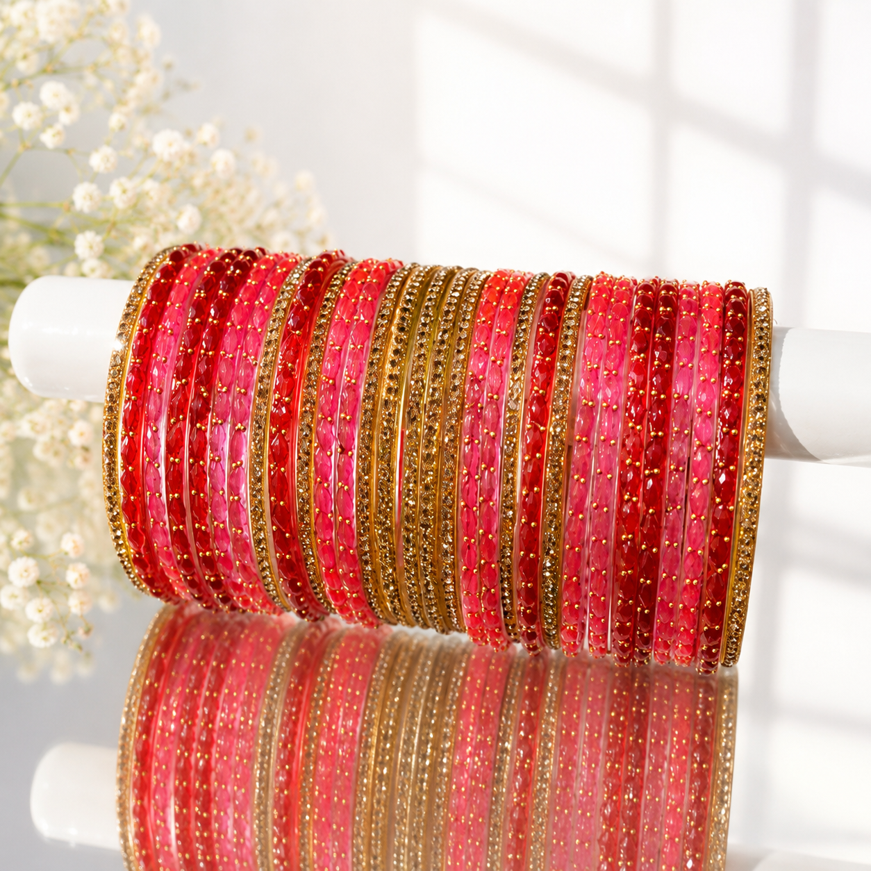 Raindrop Glass Bangles Set_ RDTRPG