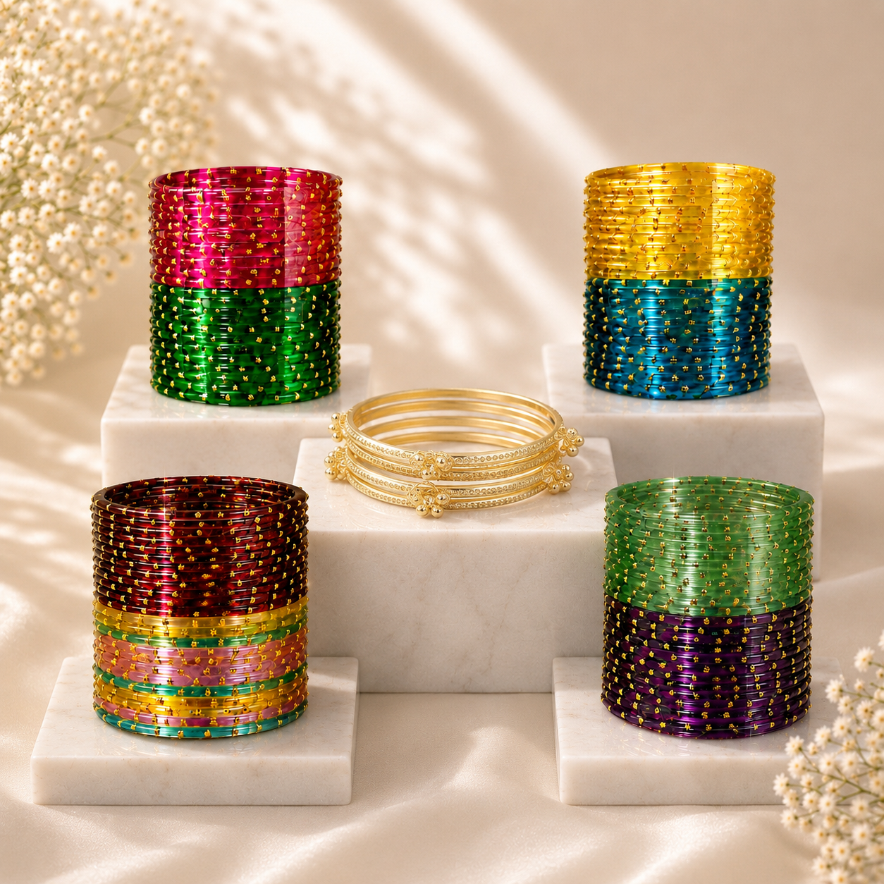 Viral Glass with Ghungroo Bangle Set-RDT8601