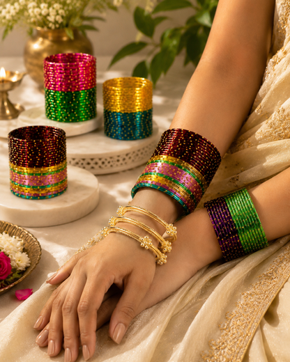 Viral Glass with Ghungroo Bangle Set-RDT8601