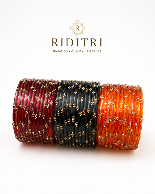 Raindrop Glass Bangles Set-RDT_RKO