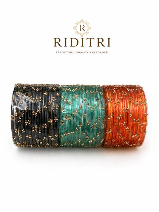 Raindrop Glass Bangles Set-RDT_BOK