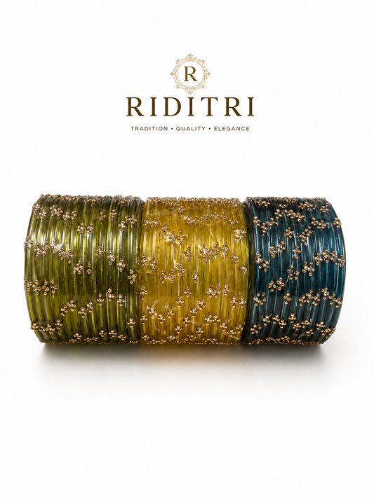 Raindrop Glass Bangles Set-RDT_YOK