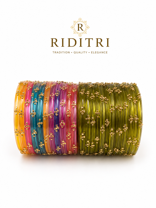 Raindrop Glass Bangles Set-RDT_MO