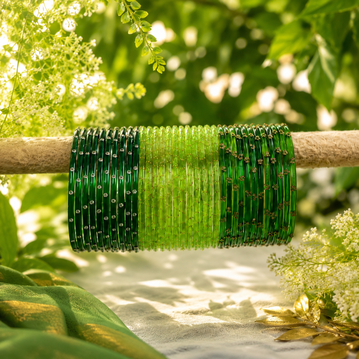Green Glass Bangles Set