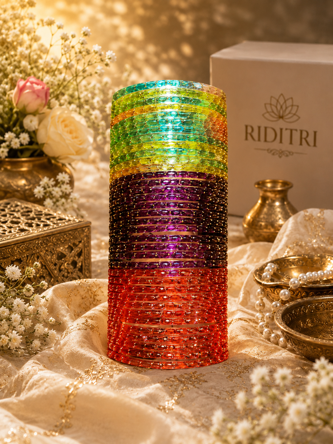 Viral Raindrop Glass Bangle Set- RDT5601