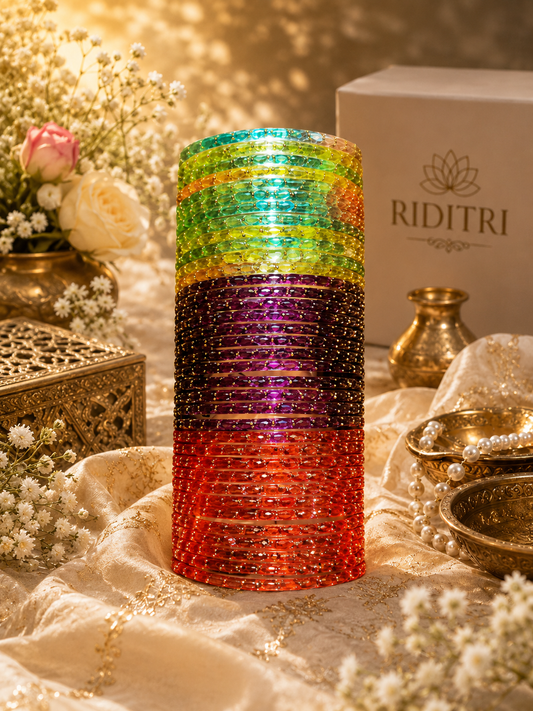 Viral Raindrop Glass Bangle Set- RDT5601