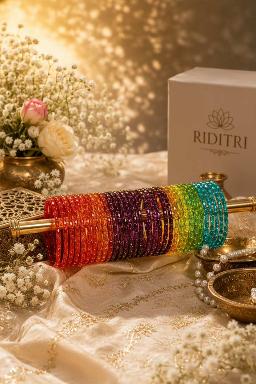 Viral Raindrop Glass Bangle Set- RDT5601
