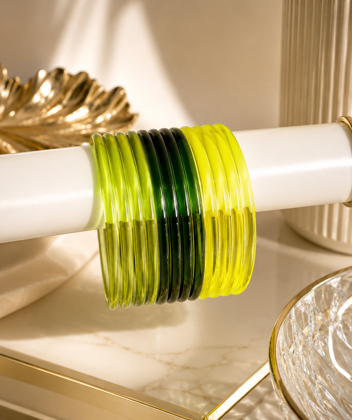 Viral Jelly Glass Bangles-Green Set