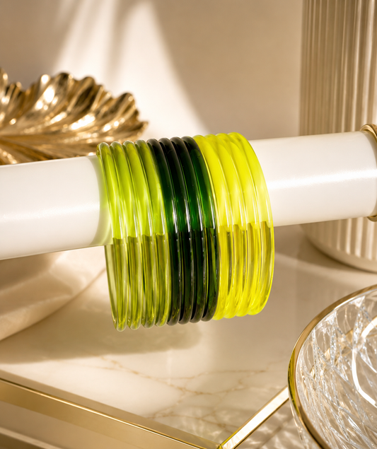 Viral Jelly Glass Bangles-Green Set