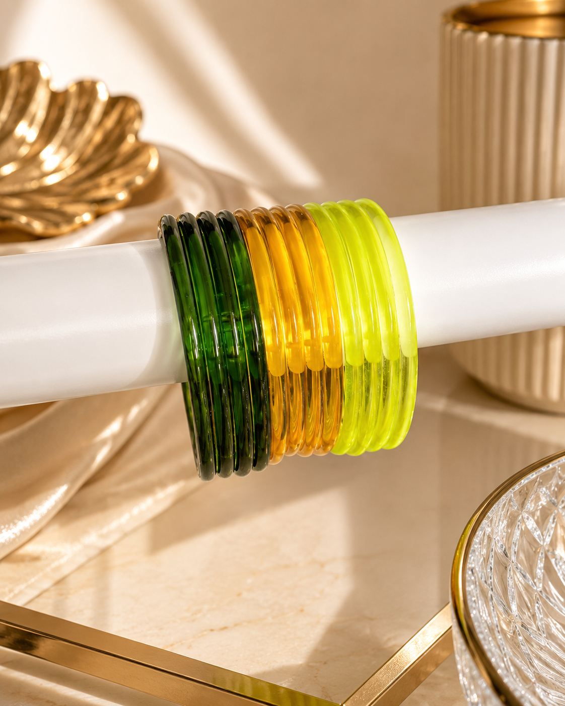 Viral Jelly Glass Bangles-Green Set_