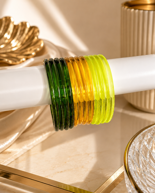 Viral Jelly Glass Bangles-Green Set_