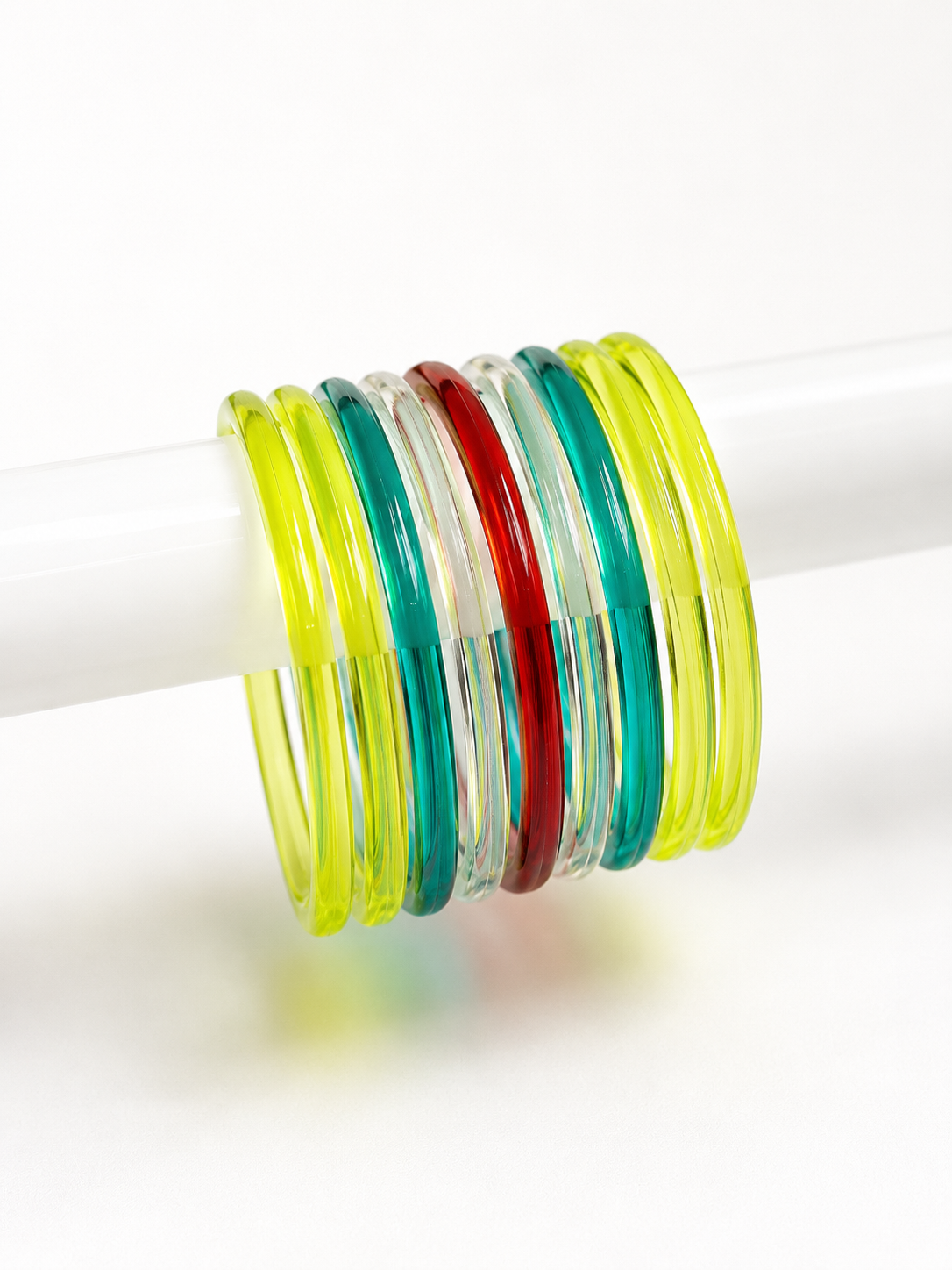 Viral Jelly Glass Bangles-Neon Mix Set