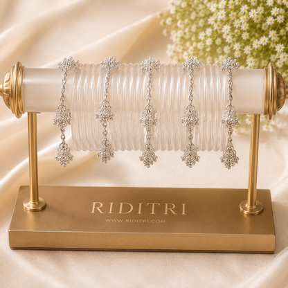 Viral Water Jelly Glass with Silver Ghungroo Bangles