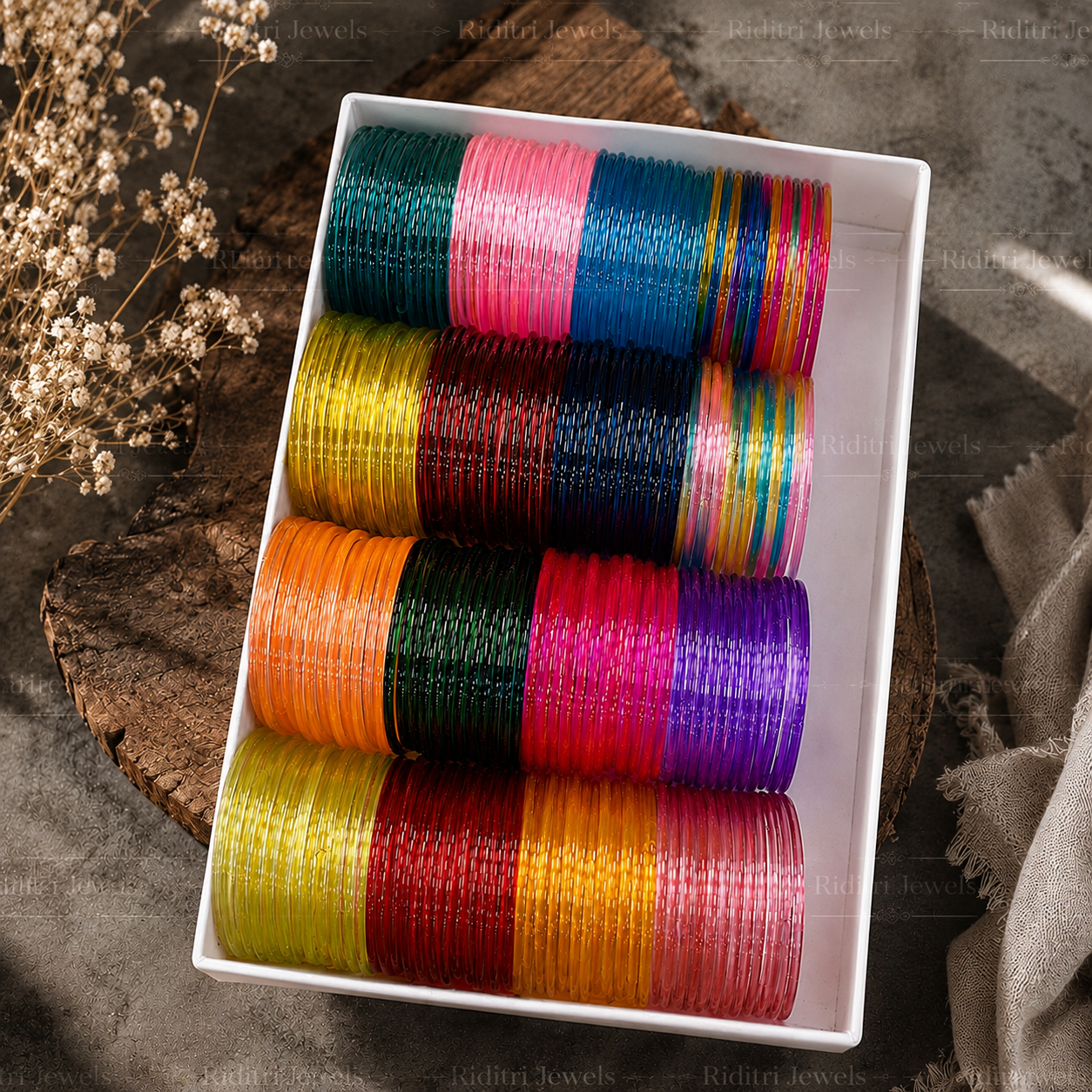 Viral Glossy Crystal Glass Bangles- 16 colors 2mm