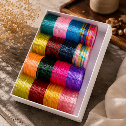 Viral Glossy Crystal Glass Bangles- 16 colors 2mm