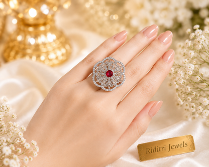 Adjustable Victoria Red Cocktail Ring