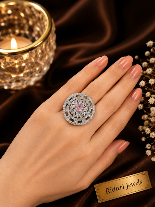 Adjustable Peach Cocktail Ring