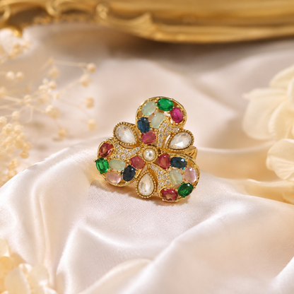 Adjustable Multicolor Cocktail and Festive Ring