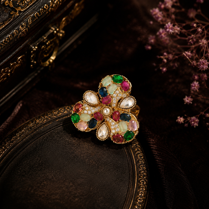 Adjustable Multicolor Cocktail and Festive Ring