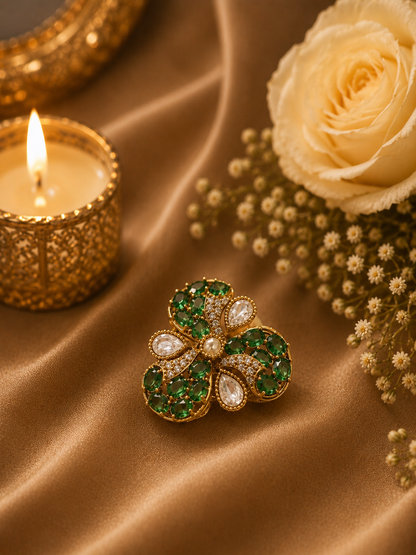 Adjustable Green Cocktail and Festive Ring