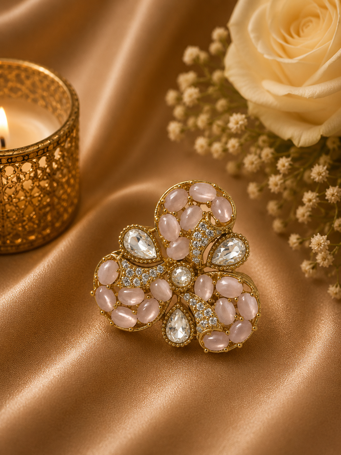 Adjustable Peach Cocktail and Festive Ring