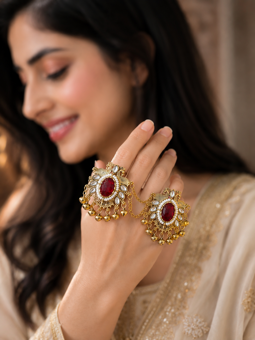 Adjustable Red Kashmiri Ring