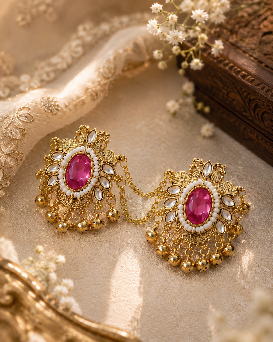 Adjustable Pink Kashmiri Ring