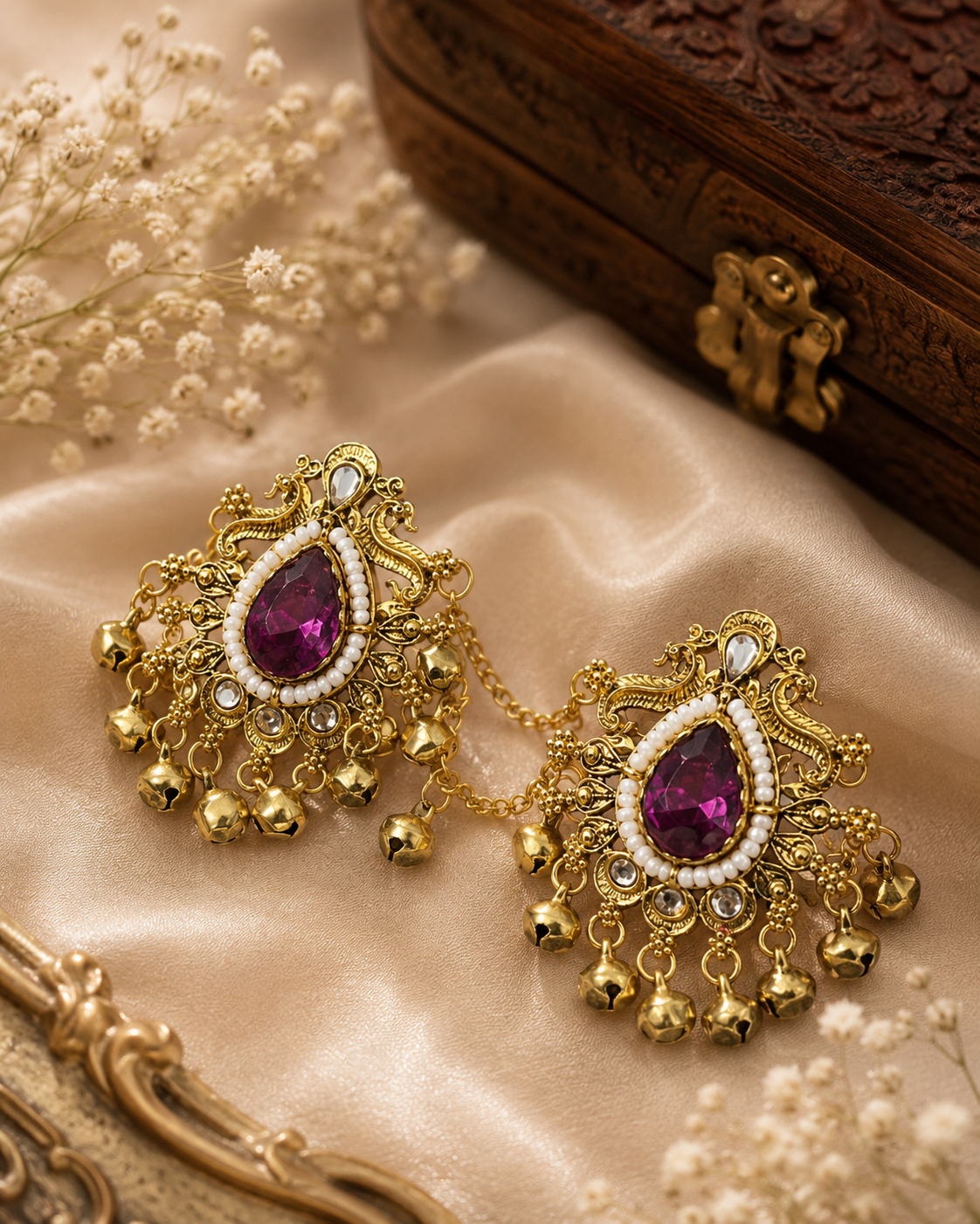 Adjustable Pink Kashmiri Ghungroo Ring